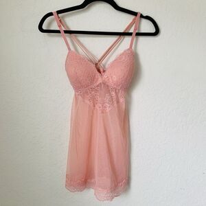 Gilligan O’Malley Intimates  Chemise Nightgown XS Sheer Pink Babydoll Lingerie
